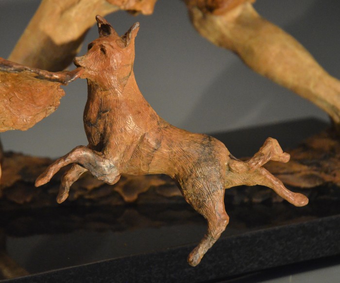 Faster, Daddy! bronze sculpture by David Varnau